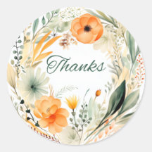 Classic Round Floral Danke Stickers
