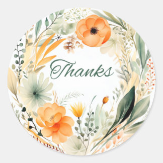 Classic Round Floral Danke Stickers