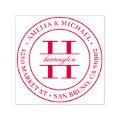 Classic Round Monogram Wedding Rücksendeadresse Permastempel (Design)