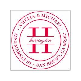 Classic Round Monogram Wedding Rücksendeadresse Permastempel