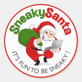 Classic Round Sneaky Santa Sticker (Vorderseite)
