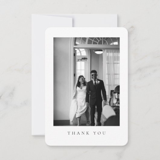 Classic Rounded Formal Wedding Photo Dankeskarte (Vorderseite)