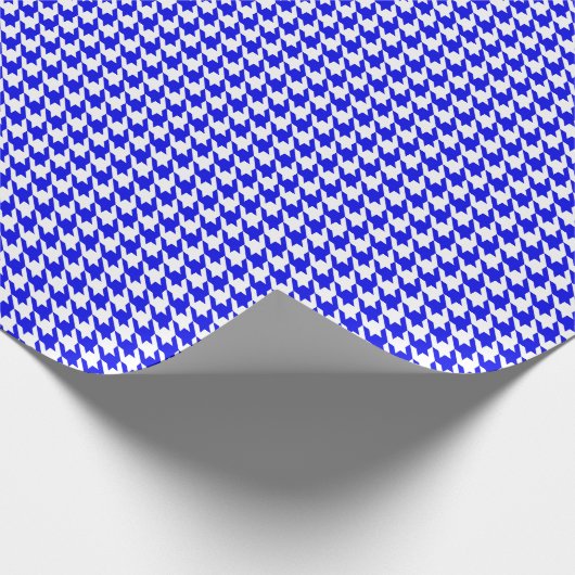 Classic Royal Blue and White Houndstooth Pattern  Geschenkpapier (Ecke)