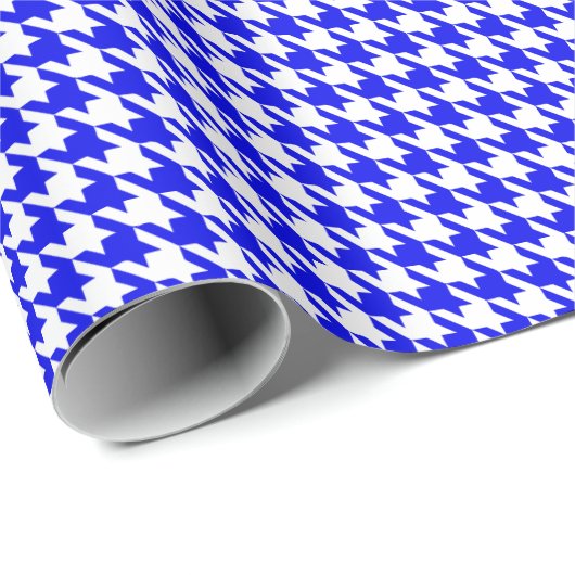 Classic Royal Blue and White Houndstooth Pattern Geschenkpapier (Rolleneckpunkt)
