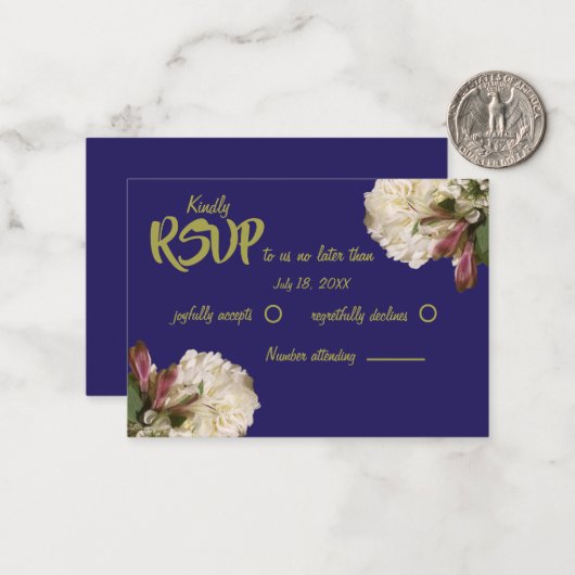 Classic Royal Blue Botanical Floral UAWG Mitteilungskarte (Vorderseite/Rückseite Beispiel)