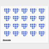 Classic Royal Blue Gingham Art Design Pattern Herz-Aufkleber (Blatt)