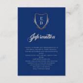 Classic Royal Blue Golden Monogram Luxury Begleitkarte (Vorderseite)