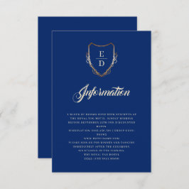 Classic Royal Blue Golden Monogram Luxury Begleitkarte