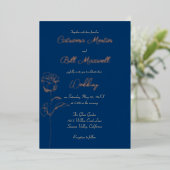 Classic Royal Blue & Rose Foil Wedding Einladung (Stehend vorne)