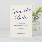 Classic Royal Blue Save the Date Card (Stehend Vorderseite)