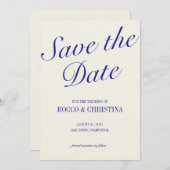 Classic Royal Blue Save the Date Card (Vorne/Hinten)