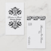 Classic Royal Damask Schwarz-weiß Beruflich Visitenkarte (Vorne/Hinten)