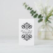 Classic Royal Damask Schwarz-weiß Beruflich Visitenkarte (Stehend Vorderseite)