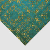 Classic Royal Gold Damask Brocade auf Aquamarin Seidenpapier (Ausschnitt)