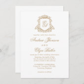 Classic Royal Gold Monogram Wedding Einladung (Vorne/Hinten)