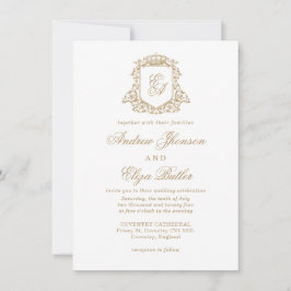 Classic Royal Gold Monogram Wedding Einladung