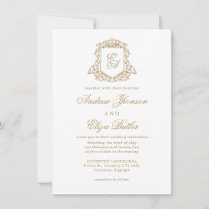 Classic Royal Gold Monogram Wedding Einladung