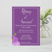 Classic Royal Lila Floral Wedding Einladung (Stehend Vorderseite)