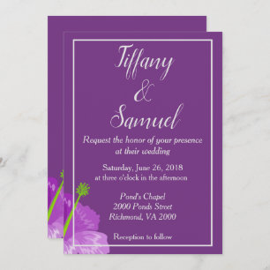 Classic Royal Lila Floral Wedding Einladung