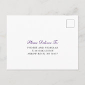 Classic Royal Lila Formal Wedding RSVP Einladungspostkarte (Rückseite)