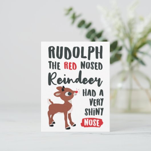 Classic Rudolph Reindeer Postkarte (Stehend Vorderseite)