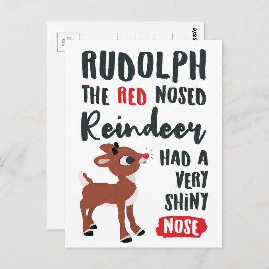 Classic Rudolph Reindeer Postkarte (Vorne/Hinten)
