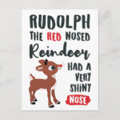 Classic Rudolph Reindeer Postkarte (Vorderseite)