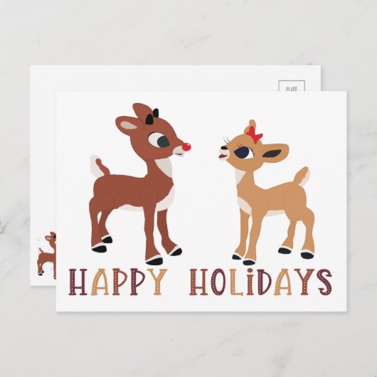 Classic Rudolph und Clarice Rentier Postkarte (Vorne/Hinten)
