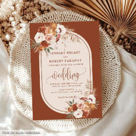 Classic Rust Pampas Grass Boho Hochzeitseinladung Einladung