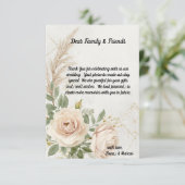 Classic Rustic Boho Rose Hochzeit Dankeskarte (Stehend Vorderseite)