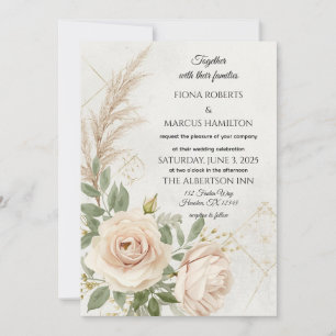 Classic Rustic Boho Rose Hochzeit Einladung
