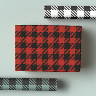 Classic Rustic Buffalo Kariert in Rot, Grün und We Geschenkpapier Set