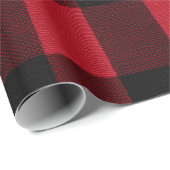 Classic Rustic Red Black Crimson Plaid Pattern Geschenkpapier (Rolleneckpunkt)