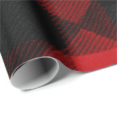 Classic Rustic Red Black Crimson Plaid Pattern Geschenkpapier (Rolleneckpunkt)