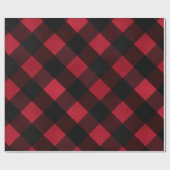Classic Rustic Red Black Crimson Plaid Pattern Geschenkpapier (Flach)