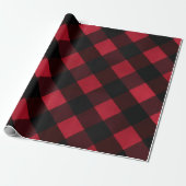 Classic Rustic Red Black Crimson Plaid Pattern Geschenkpapier (Ungerollt)