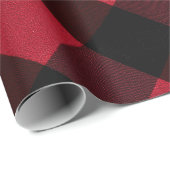 Classic Rustic Red Black Crimson Plaid Pattern Geschenkpapier (Rolleneckpunkt)