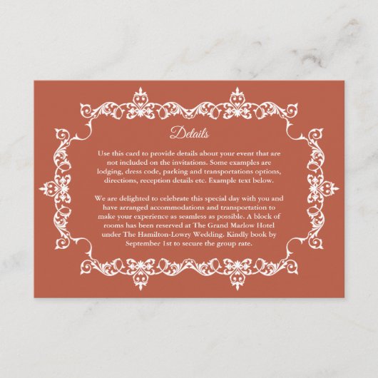 Classic Rustic Terracotta Ember Ornately Framed  Begleitkarte (Vorderseite)