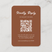 Classic Rustic Terracotta QR Code Wedding RSVP Begleitkarte (Vorderseite)