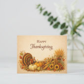 Classic Rustic Thanksgiving Turkey Harvest Feiertagspostkarte (Stehend Vorderseite)