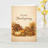 Classic Rustic Thanksgiving Turkey Harvest  Karte (Gelbe Blume)