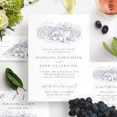Classic Rustic Vineyard Illustration Wedding Einladung