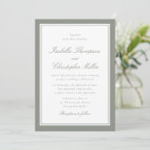 Classic Sage Border Formal Wedding Invitation Einladung (Stehend Vorderseite)