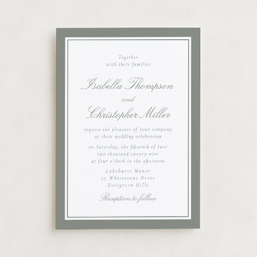 Classic Sage Border Formal Wedding Invitation Einladung
