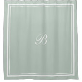 Classic Sage Border Script Monogram Letter Duschvorhang (Vorderseite)