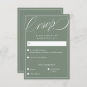 Classic Sage Elegante Script Calligrafy Wedding RSVP Karte (Vorne/Hinten)