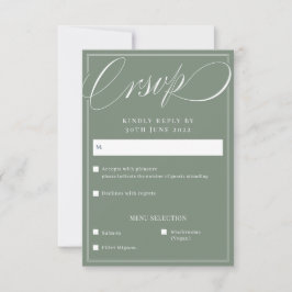 Classic Sage Elegante Script Calligrafy Wedding RSVP Karte