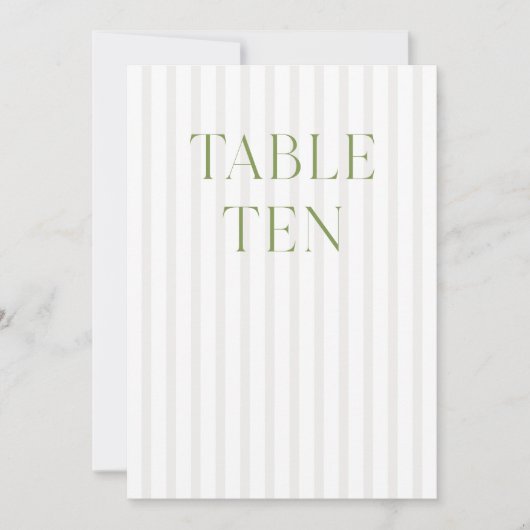 Classic Sage Green & Beige Wedding 10 Tischnummern (Vorderseite)