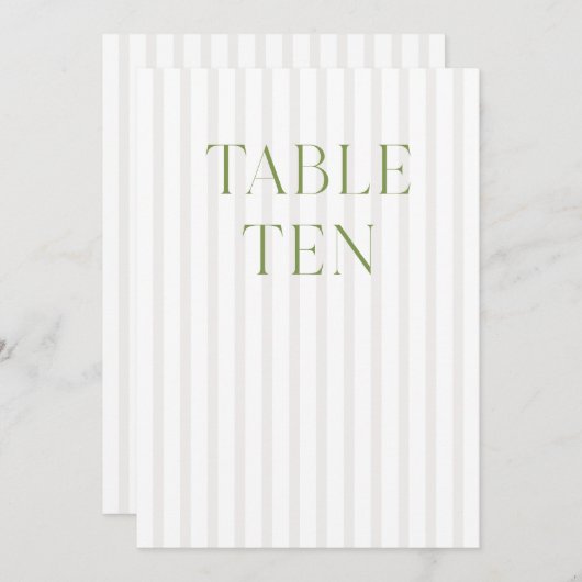 Classic Sage Green & Beige Wedding 10 Tischnummern (Vorne/Hinten)