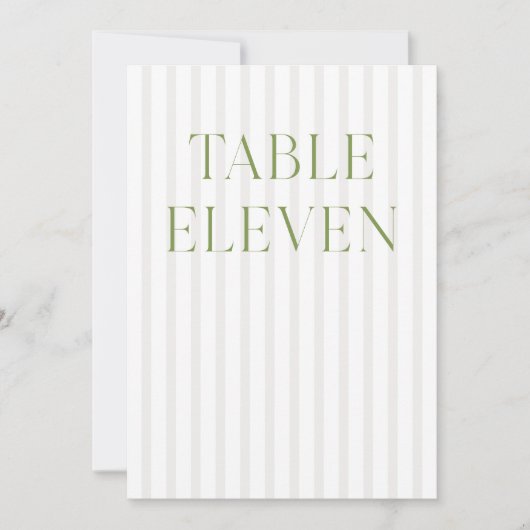 Classic Sage Green & Beige Wedding 11 Tischnummern (Vorderseite)